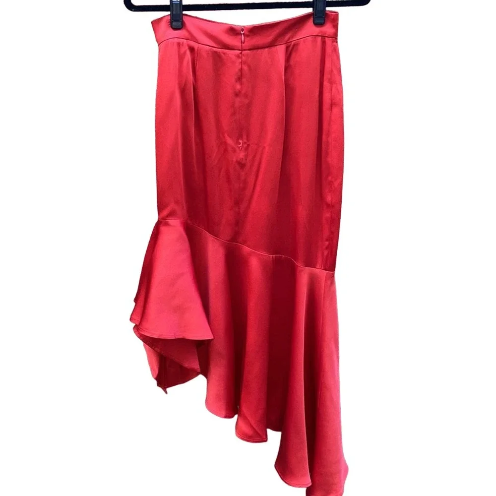 Semi Couture Red Asymmetrical Midi Skirt